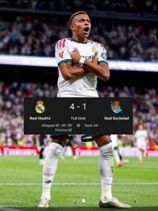 Mbappé Treble Inspires Real Madrid’s 4-1 Rout Of Real Sociedad