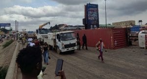 Kara Bridge Gridlock Worsens As Container-Laden Trailer Falls