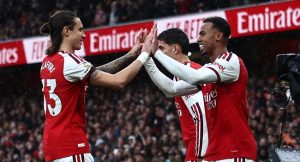 Arsenal Beat Everton To Draw Level With Man City At Premier League Summit
